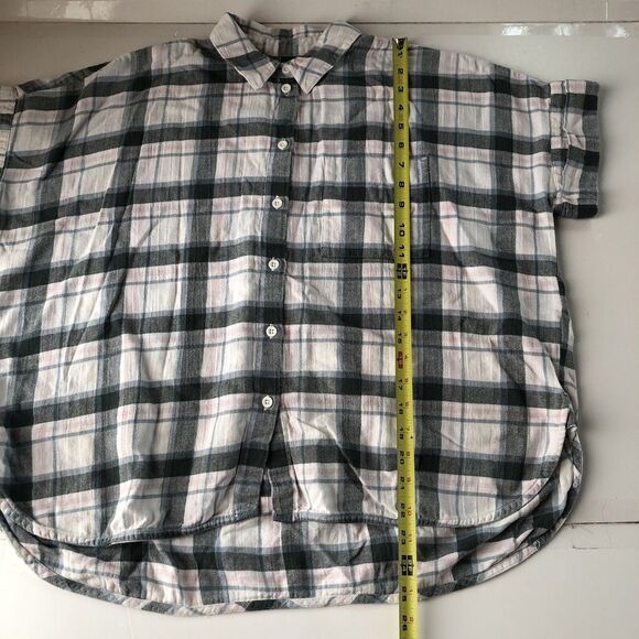 MADEWELL Womens Button Down Plaid Boxy Short Sleeve Shirt Size Small - Picture 6 of 15